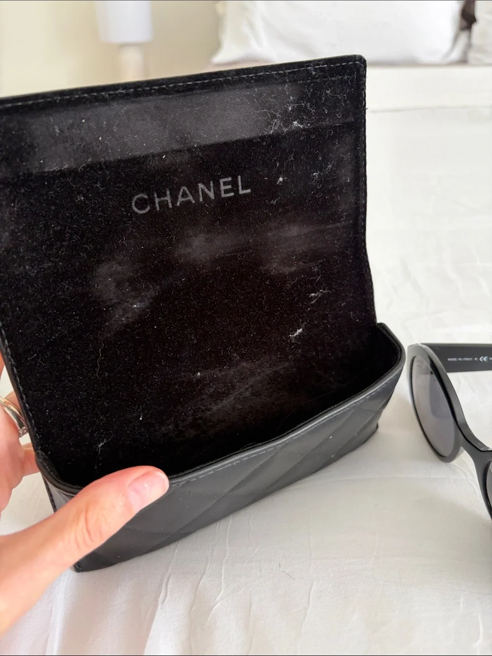 CHANEL Black Oval Acetate Sunglasses